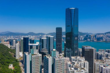 Tai Koo, Hong Kong 22 Eylül 2019: Hong Kong yerleşim alanının en üst görüntüsü