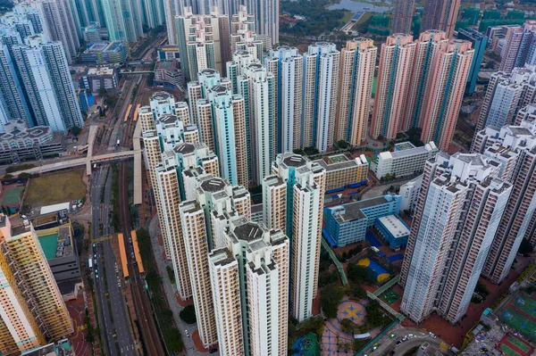 Tin Shui Wai Hong Kong Dezembro 2019 Vista Superior Cidade — Fotografia de Stock