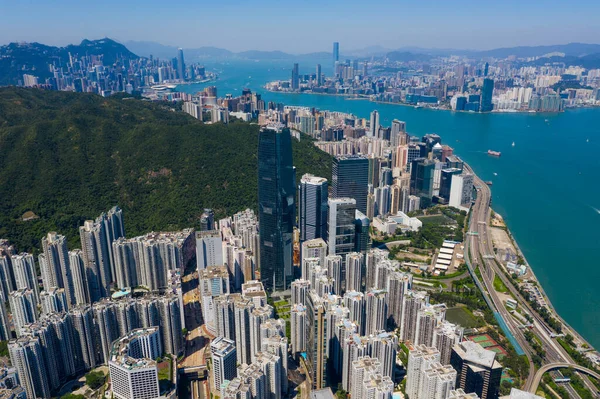 Tai Koo Hong Kong Září 2019 Pohled Shora Rezidenční Čtvrť — Stock fotografie