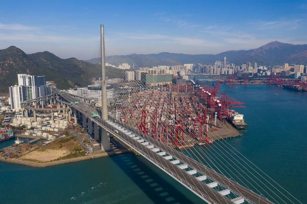 Квай Цин Гонконг Декабря 2019 Года Вид Пропуск Грузового Судна — стоковое фото