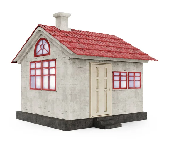 Jednoduchý dům s červenou střechou — Stock fotografie