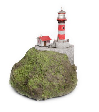 Bir kayanın üzerindeki deniz feneri