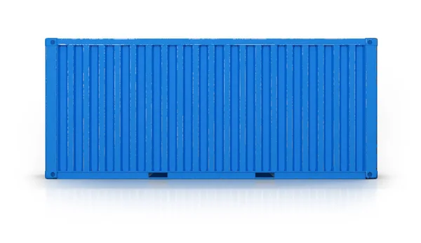 Zijaanzicht van de blauwe container Stockfoto