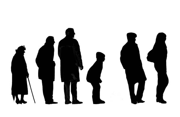 Silhouettes of various six people