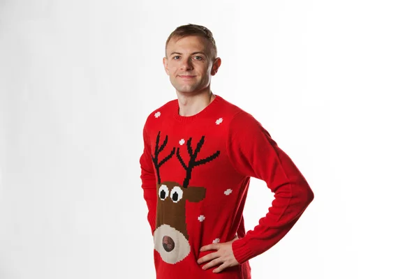 Man wearing christmas jumper — Stock fotografie