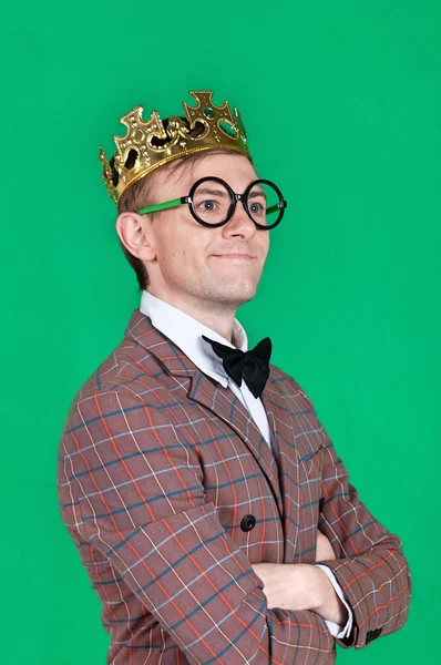 Smiling King of Nerds — Stockfoto