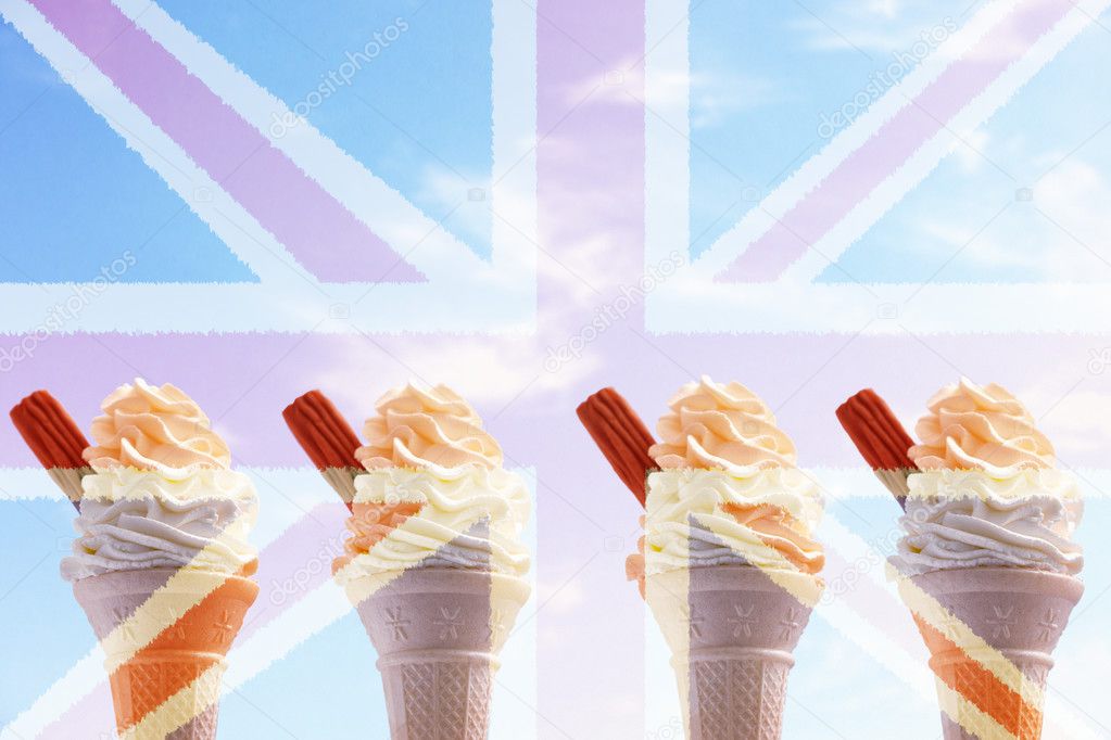 Ice Creams with Union Jack flag 