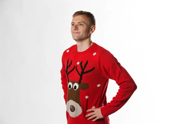 Uomo che indossa maglione di Natale — Foto Stock