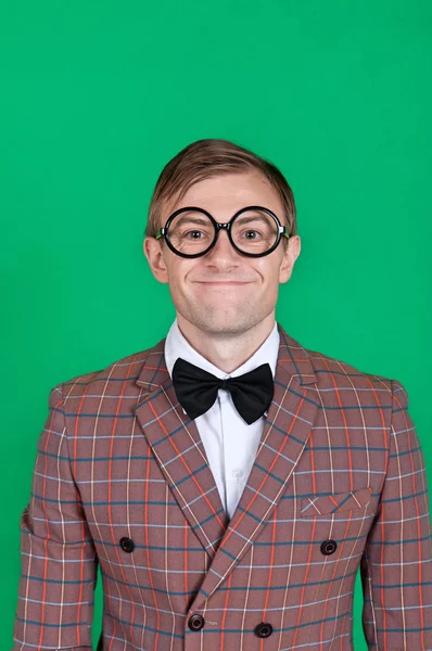 Cheerful Funny Nerd — Stockfoto