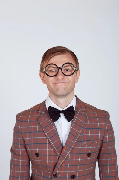 Cheerful Funny Nerd — Stockfoto