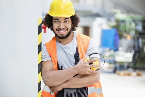 Confident male worker at factory — Stock Photo, Image
