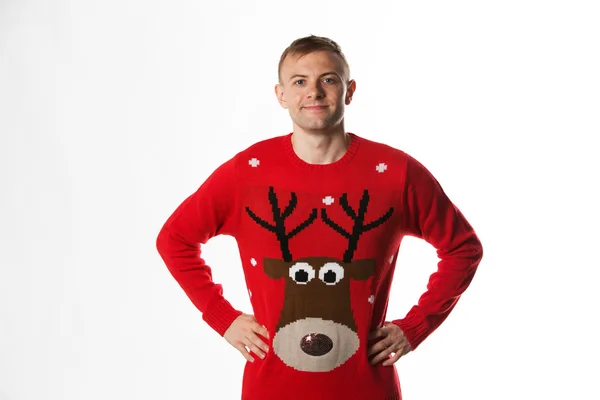 Man wearing christmas jumper — Stock fotografie