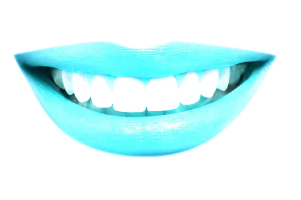 Hermosa sonrisa con labios azules —  Fotos de Stock