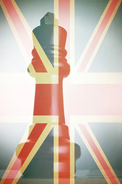 Chess figure in front of union jack — Stock Photo, Image