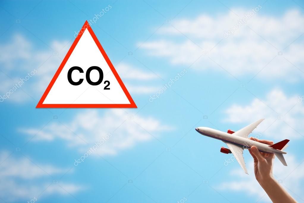 Toy plane with CO2 sign 