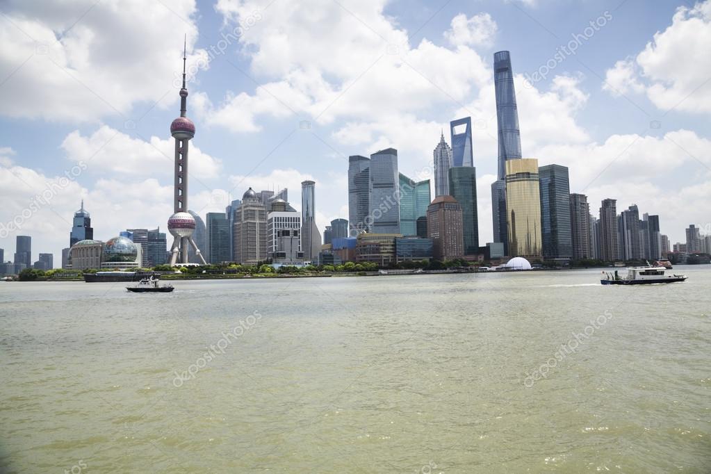 View of Pudong skyline by Huangpu Rive 