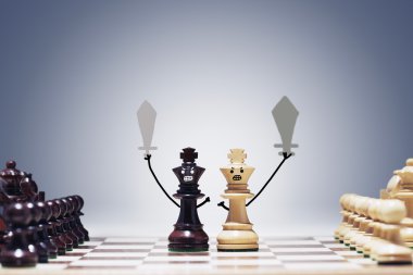 Chess figures on chessboard  clipart