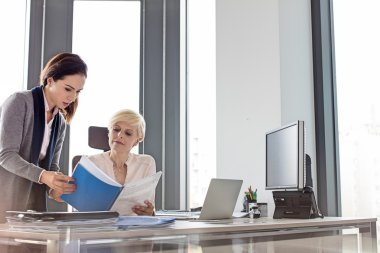 Yeni proje üzerinde tartışırken iş kadınları