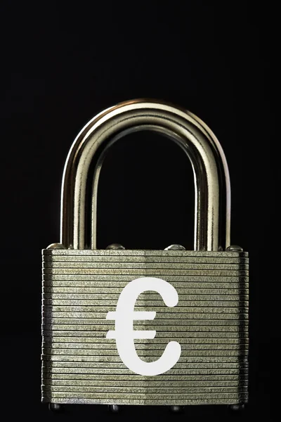 Padlock with euro symbol — Stock Photo, Image