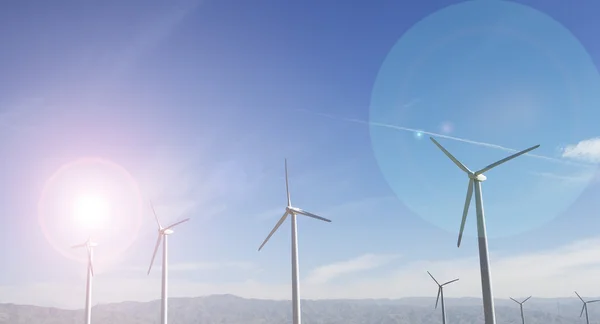 Turbinas eólicas contra o céu azul — Fotografia de Stock