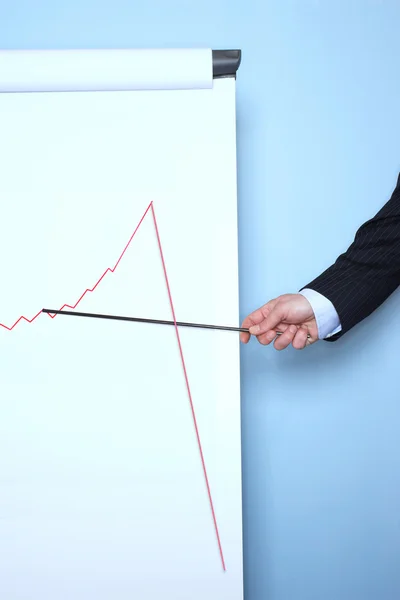 Podnikatel na graf na flip chart — Stock fotografie