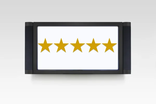 Five stars on white television screen — Stock Photo, Image