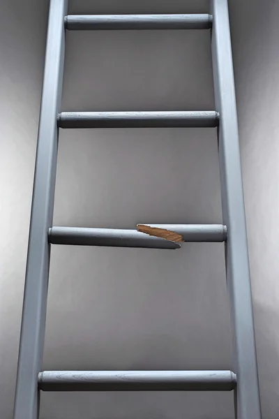 Ladder with one step broken — Stock Photo, Image