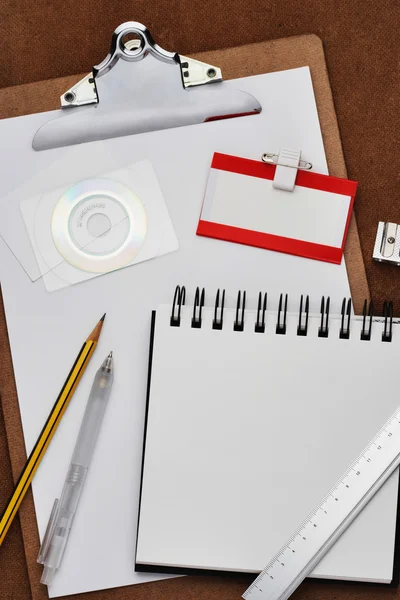 Clipboard with office equipment — Stock Photo, Image