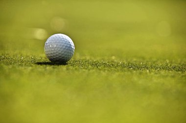 Çimlerin üzerinde golf topu