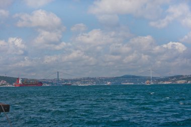 Bosphorus bridge over strait clipart