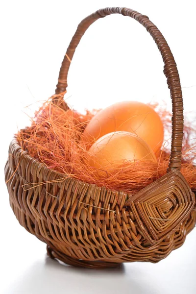 Easter eggs in basket — Stock Photo, Image