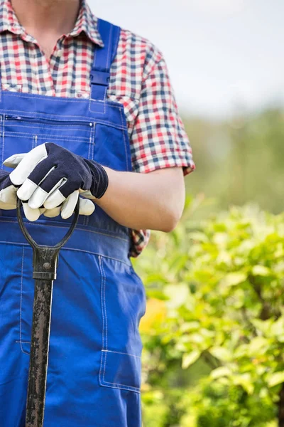 Man holding spade — Stock Photo, Image