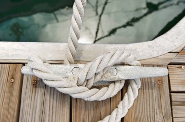 Rope tied to a jetty cleat clipart