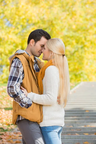 Couple baisers dans le parc — Photo