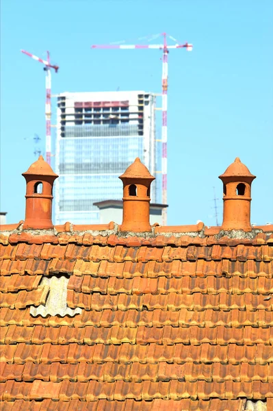 Three old chimneys — Stock Photo, Image