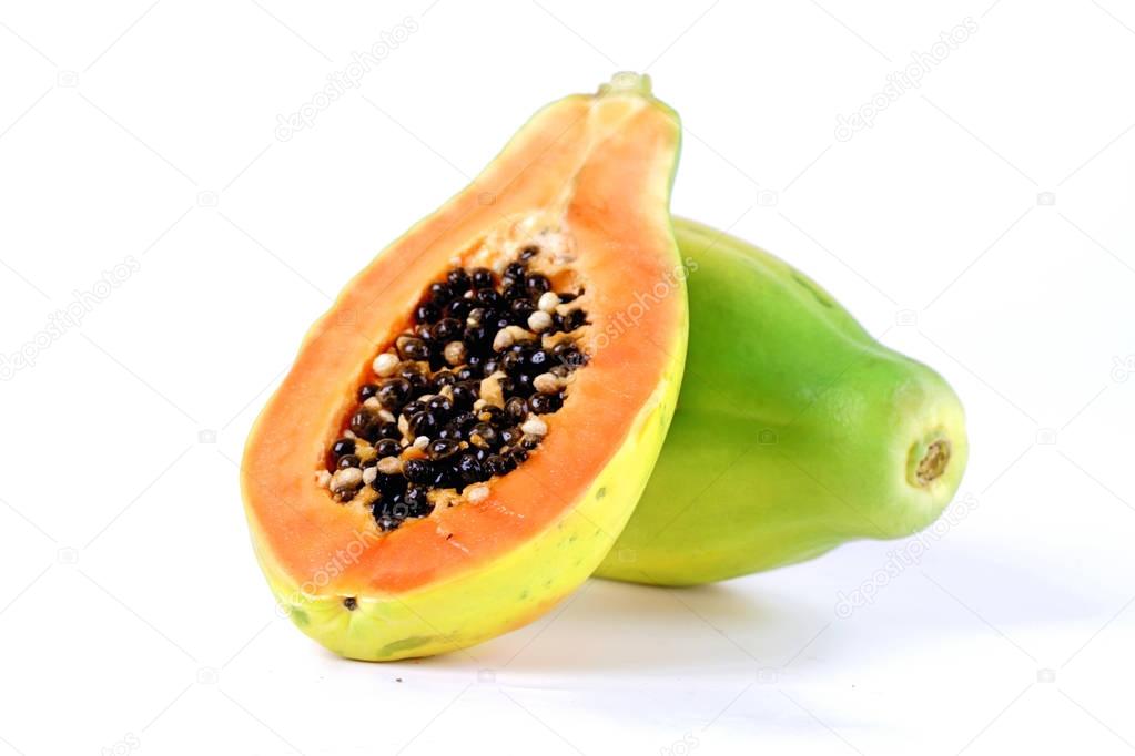 Halved Fresh papaya