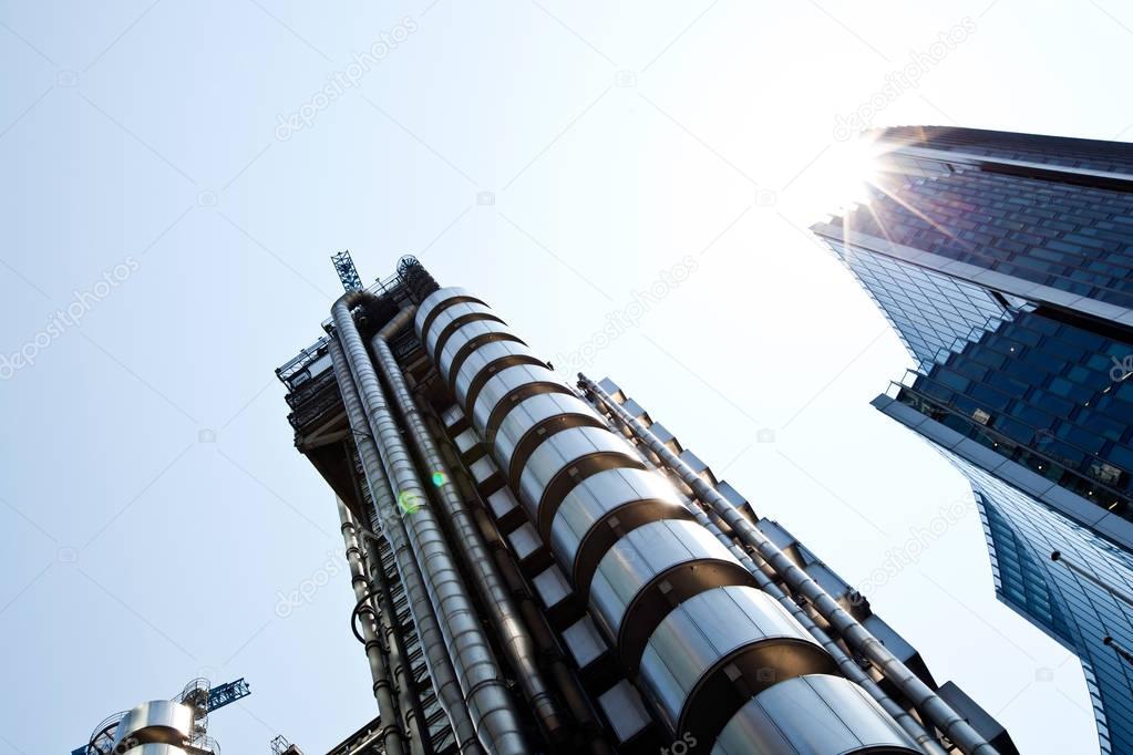 Lloyds buildings against blue sky