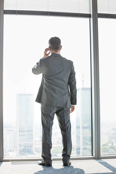 Volwassen zakenman met behulp van mobiele telefoon — Stockfoto