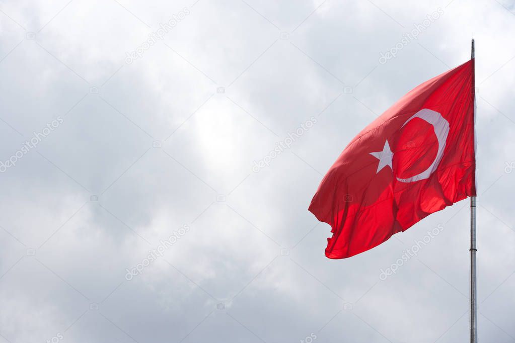 Turkish flag in air