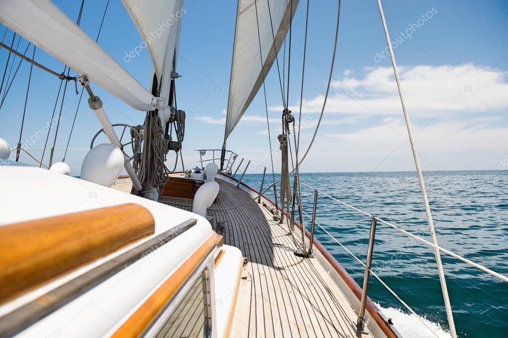 Yacht sailing in sea