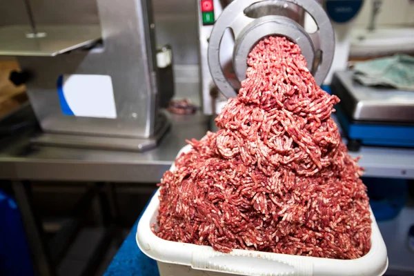 Machine mincing meat — Stock Photo, Image