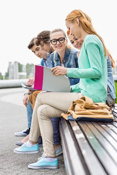 Univerzitní studenti studující v parku — Stock fotografie