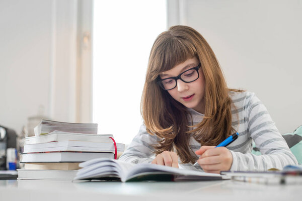 Teenage girl doing homework