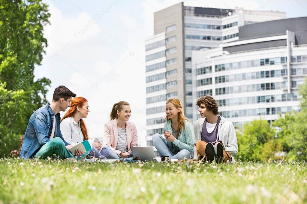 University students on campus ground