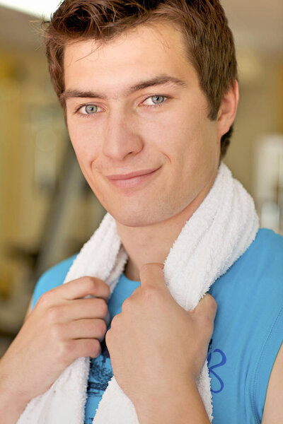 young man with towel