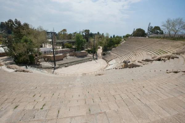 Hög vinkel syn på romerska amfiteatern — Stockfoto
