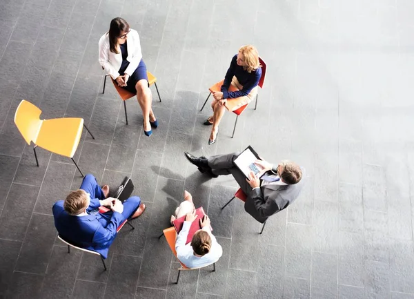 High Angle View Business People Having Meeting Office — ストック写真