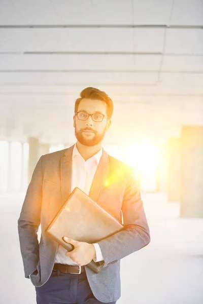 Businessman Standing New Empty Office — Stock Photo, Image