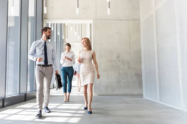 Business People Walking While Talking Office Hall — Stock Photo, Image