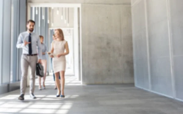 Business People Walking While Talking Office Hall — Stock Photo, Image